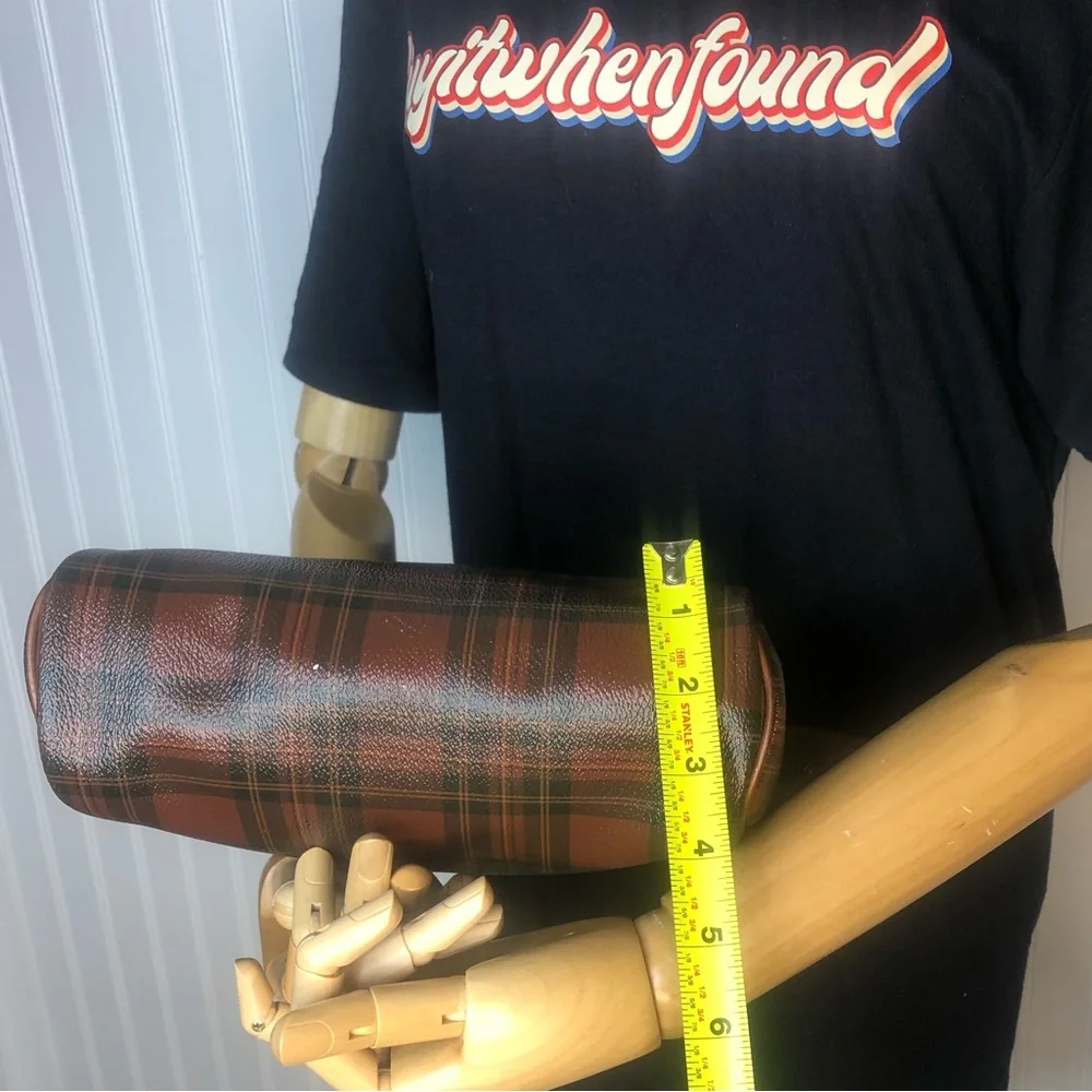 RALPH LAUREN Tartan Plaid Top Zipper Clutch Makeup Toiletry Bag Vintage